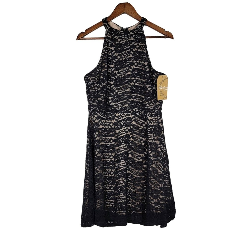 Andree By Unit Women's Size Large Black Lace Sleeveless Dress NWT